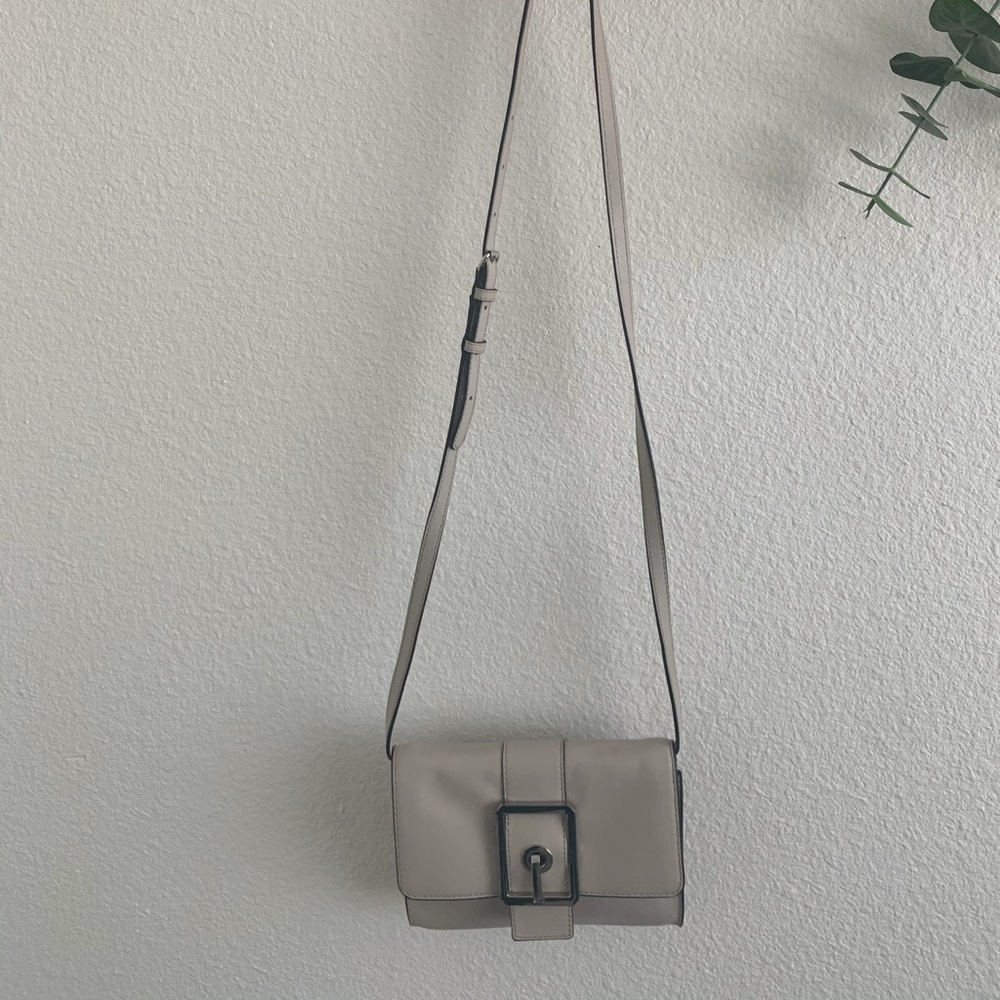 Rebecca Minkoff light grey leather clutch